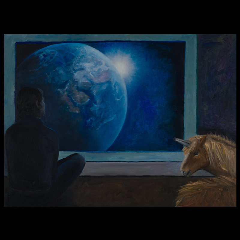 SELF-PORTRAIT WITH TOMEK, oil on canvas